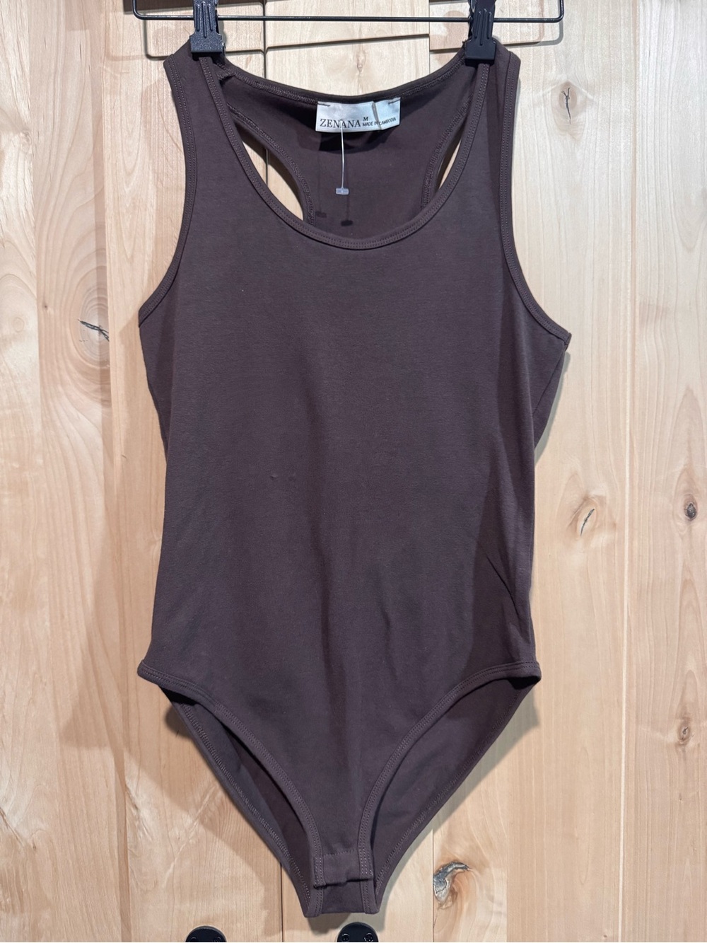Zenana Chocolate Brown Racerback Bodysuit